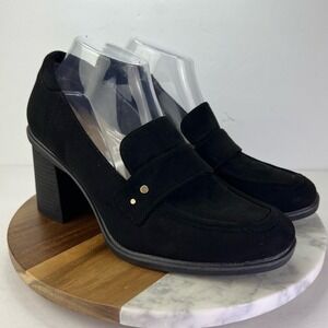 EUC Dr. Scholl's 10 Ecofriendly Women's Rumors Faux Suede Block Heel Loafers